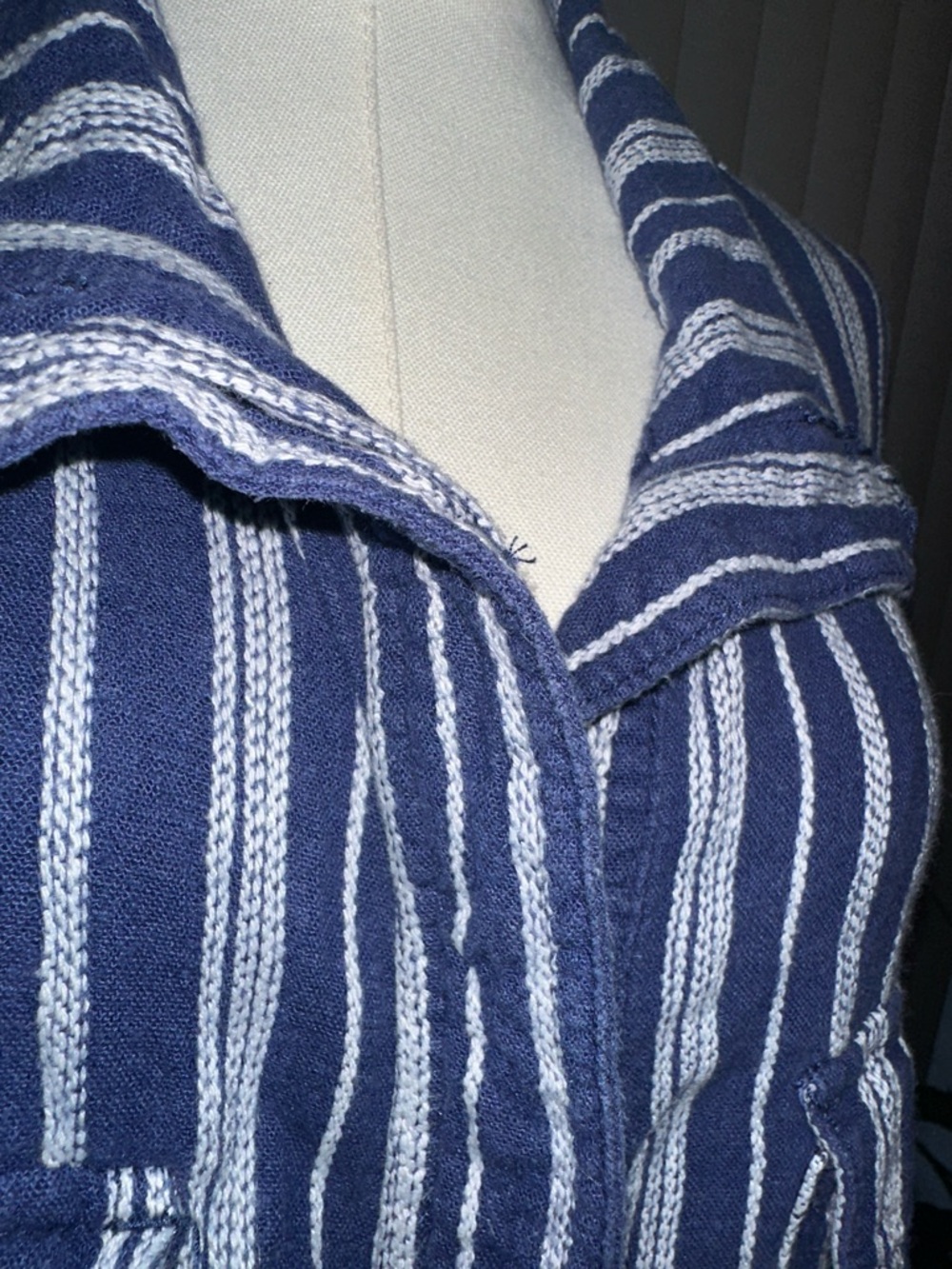 Striped Navy Utility Button-Up Jacket - Picture 5 of 12